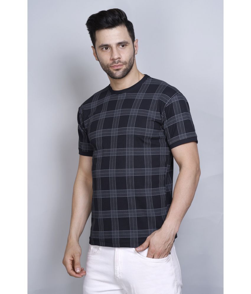     			PASURE Cotton Regular Fit Checks Half Sleeves Men's T-Shirt - BLACK ( Pack of 1 )