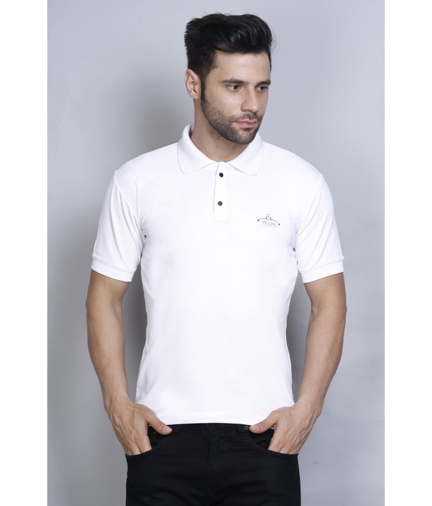    			PASURE Cotton Regular Fit Solid Half Sleeves Men's Polo T Shirt - White ( Pack of 1 )