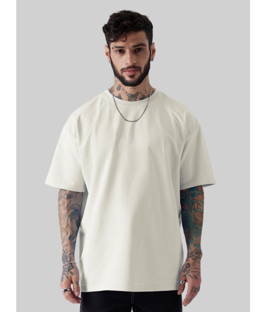     			PP Kurtis Cotton Blend Oversized Fit Solid Half Sleeves Men's T-Shirt - White ( Pack of 1 )