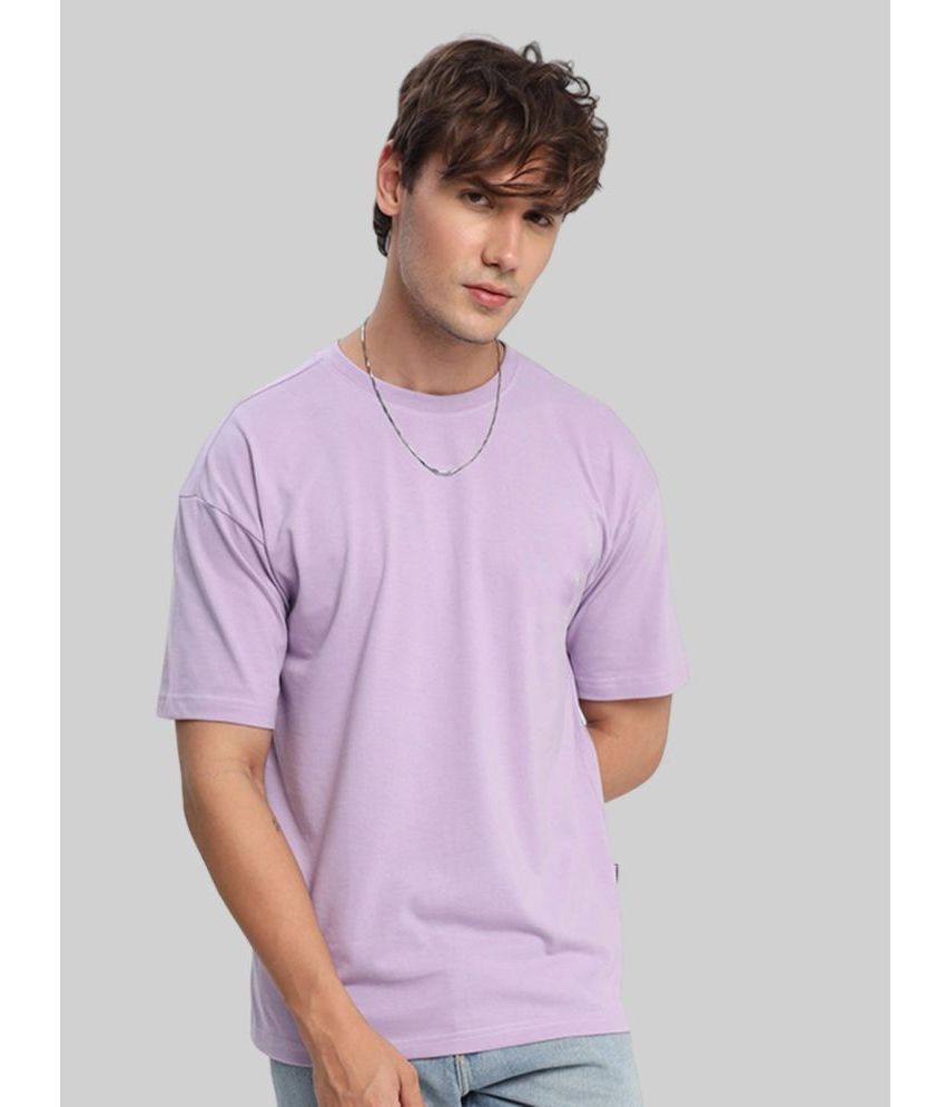     			PP Kurtis Cotton Blend Oversized Fit Solid Half Sleeves Men's T-Shirt - Lavender ( Pack of 1 )