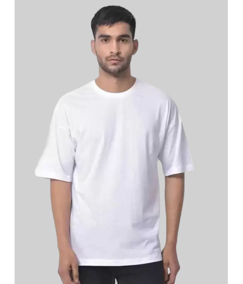     			PP Kurtis Cotton Blend Oversized Fit Solid Half Sleeves Men's T-Shirt - White ( Pack of 1 )