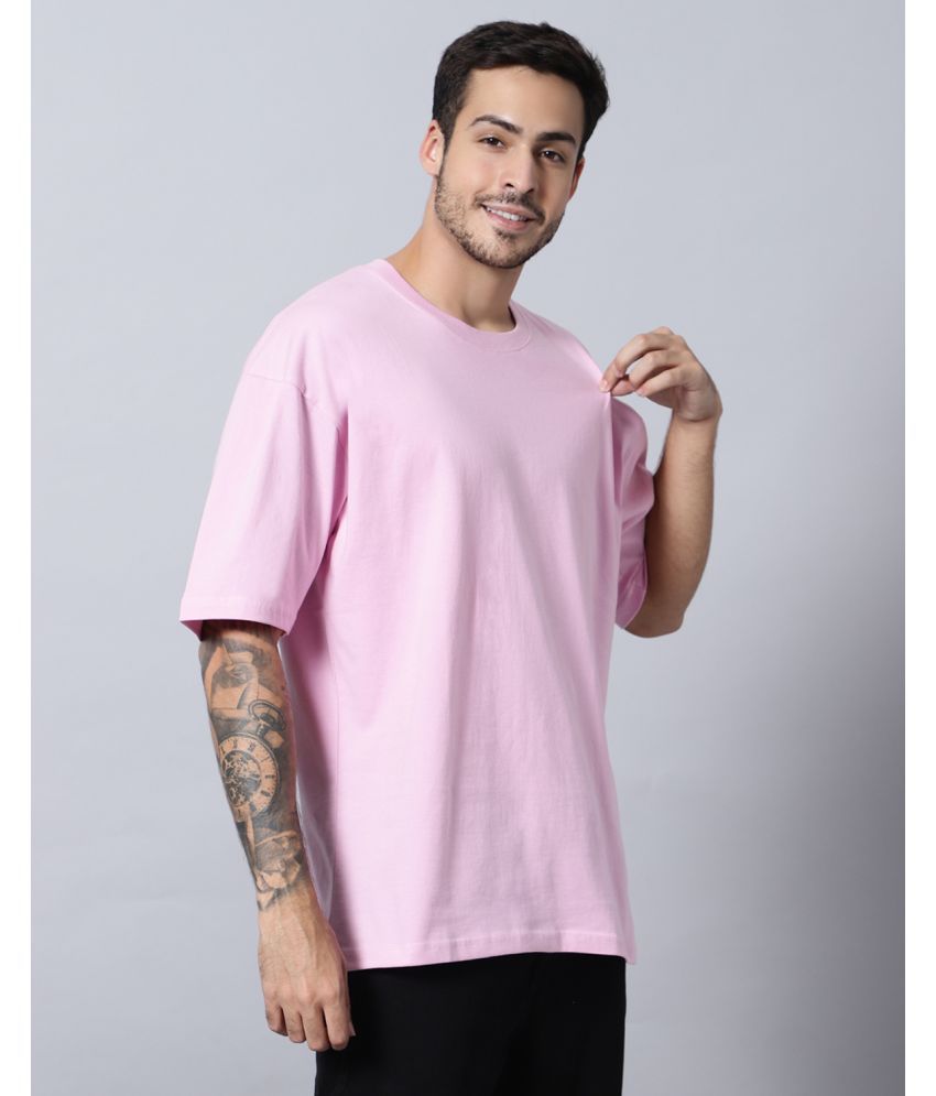     			PPTHEFASHIONHUB Cotton Blend Oversized Fit Solid Half Sleeves Men's T-Shirt - Pink ( Pack of 1 )