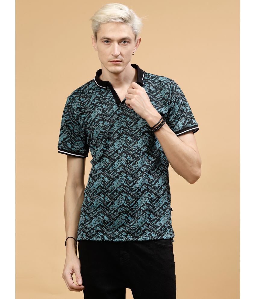     			Rigo Polyester Slim Fit Printed Half Sleeves Men's Polo T Shirt - Green ( Pack of 1 )
