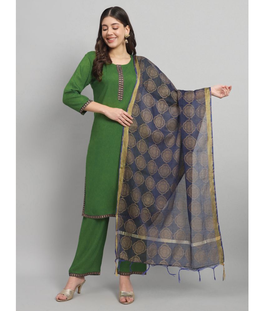     			TUNIYA Rayon Printed Kurti With Pants Women's Stitched Salwar Suit - Green ( Pack of 1 )