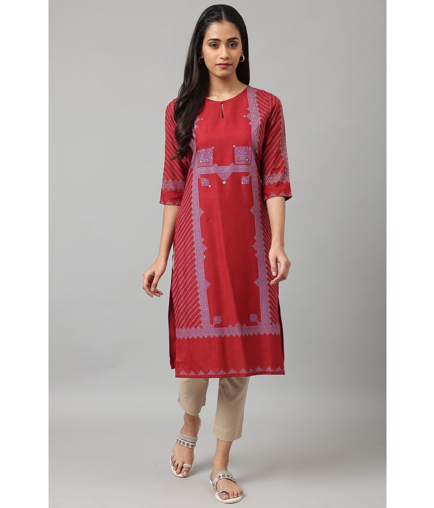     			W Viscose Printed A-line Women's Kurti - Red ( Pack of 1 )