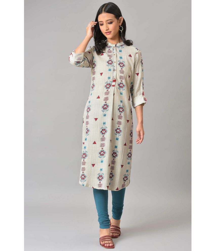    			W Viscose Printed Kurti With Churidar Women's Stitched Salwar Suit - White ( Pack of 1 )