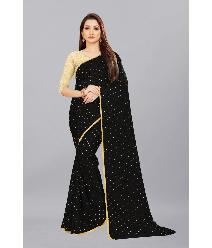     			Aardiva Chiffon Printed Saree With Blouse Piece - Black ( Pack of 1 )