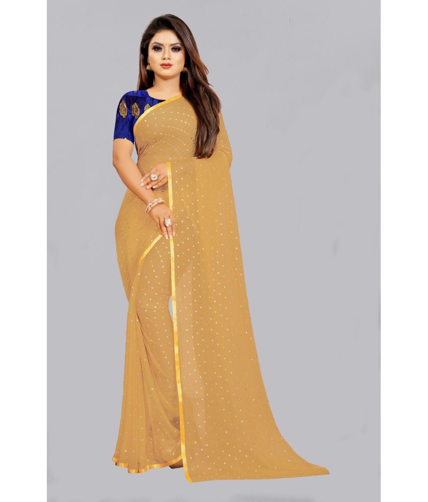     			Aardiva Chiffon Printed Saree With Blouse Piece - Beige ( Pack of 1 )