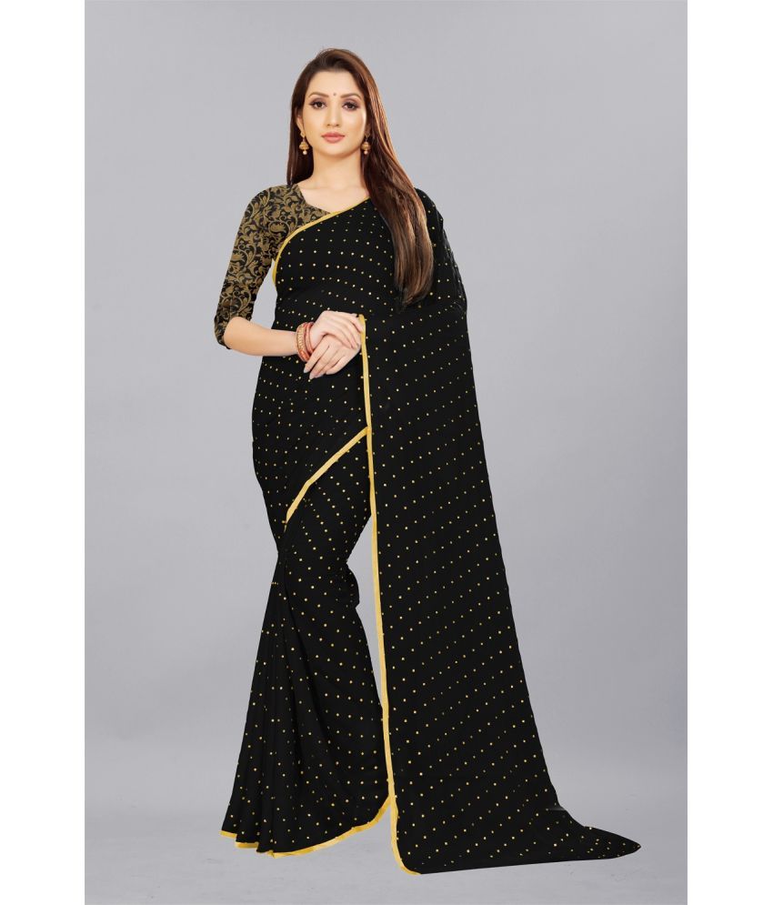     			Aardiva Chiffon Printed Saree With Blouse Piece - Black ( Pack of 1 )