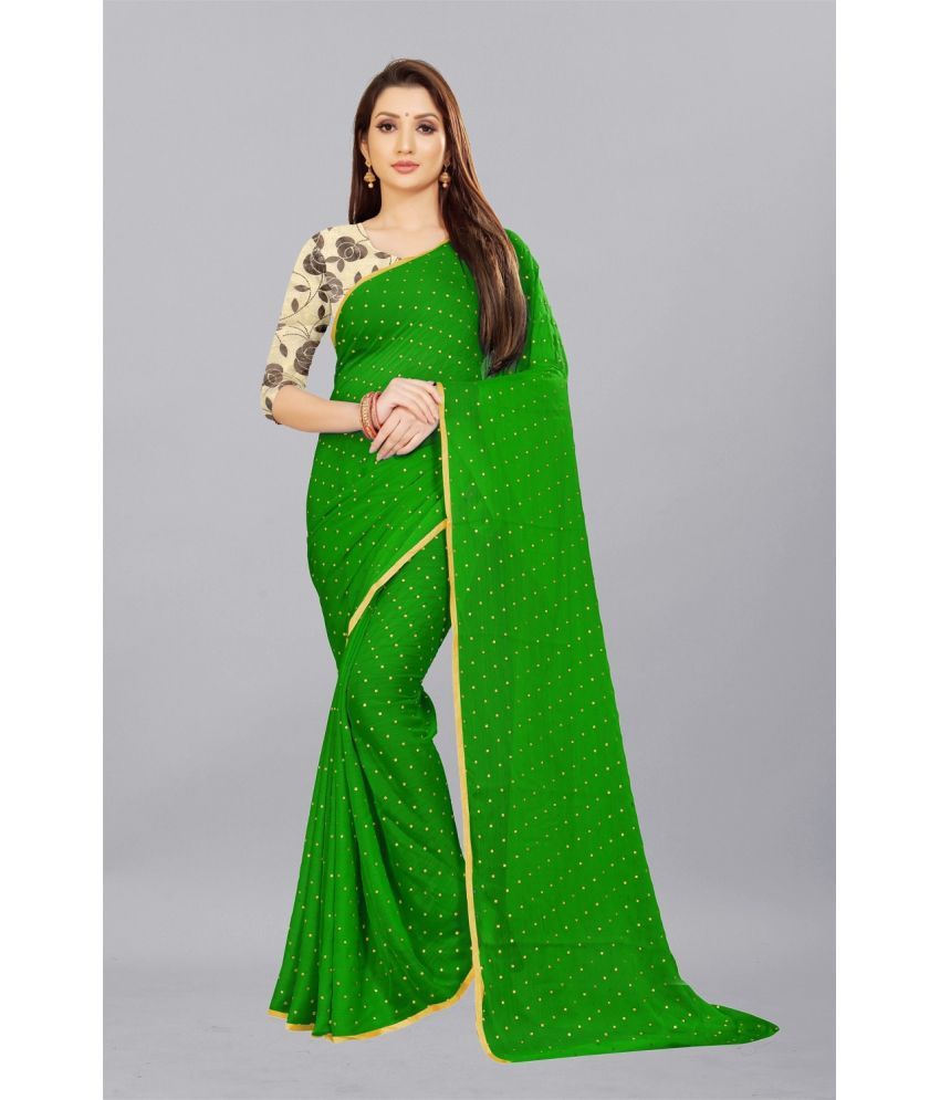     			Aardiva Chiffon Printed Saree With Blouse Piece - Green ( Pack of 1 )