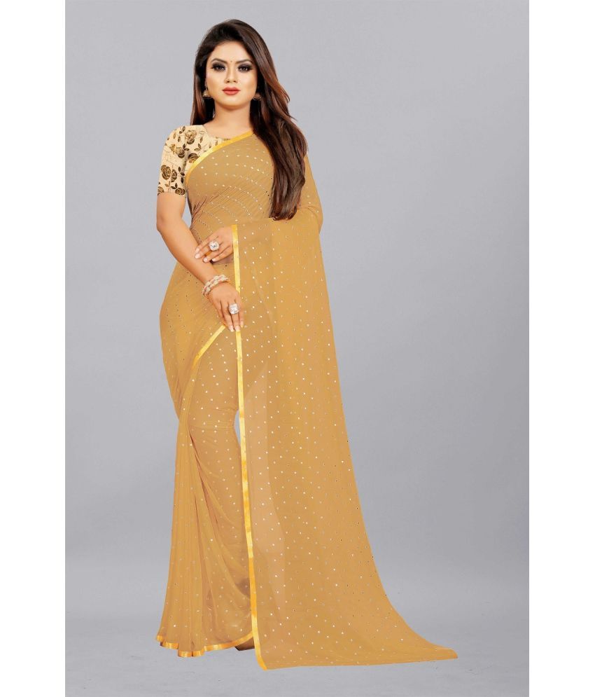     			Aardiva Chiffon Printed Saree With Blouse Piece - Beige ( Pack of 1 )