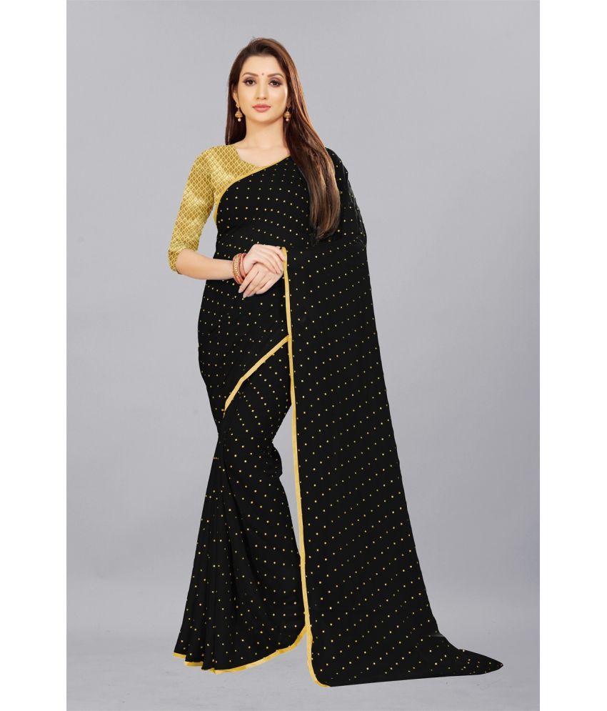     			Aardiva Chiffon Printed Saree With Blouse Piece - Black ( Pack of 1 )