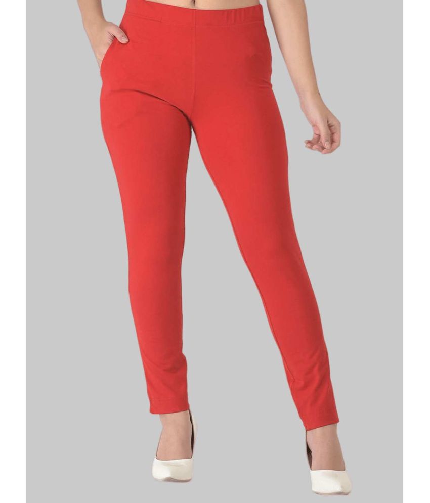     			Dollar Missy Red Cotton Blend Regular Women's Cigarette Pants ( Pack of 1 )