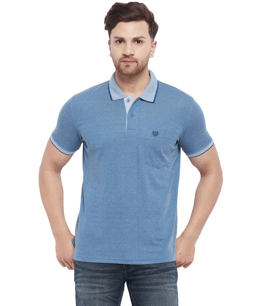     			Duke Cotton Blend Regular Fit Solid Half Sleeves Men's Polo T Shirt - Blue ( Pack of 1 )