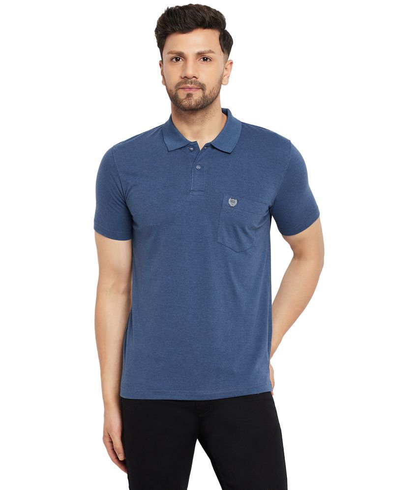     			Duke Cotton Blend Regular Fit Solid Half Sleeves Men's Polo T Shirt - Blue ( Pack of 1 )