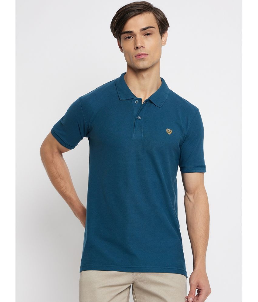     			Duke Cotton Blend Slim Fit Solid Half Sleeves Men's Polo T Shirt - Blue ( Pack of 1 )