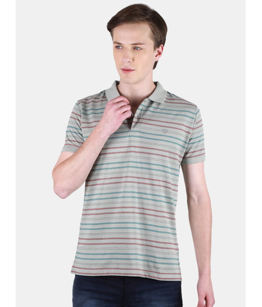     			Duke Cotton Blend Slim Fit Striped Half Sleeves Men's Polo T Shirt - Grey ( Pack of 1 )