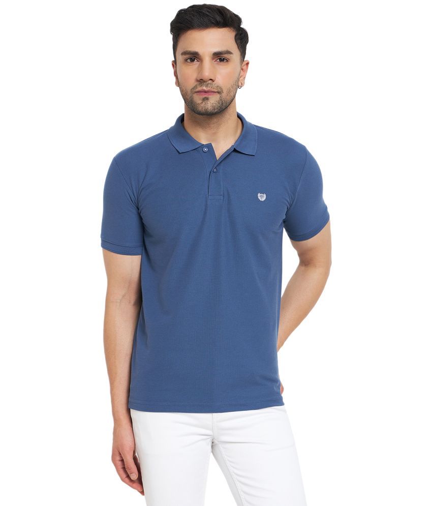     			Duke Cotton Blend Slim Fit Solid Half Sleeves Men's Polo T Shirt - Blue ( Pack of 1 )