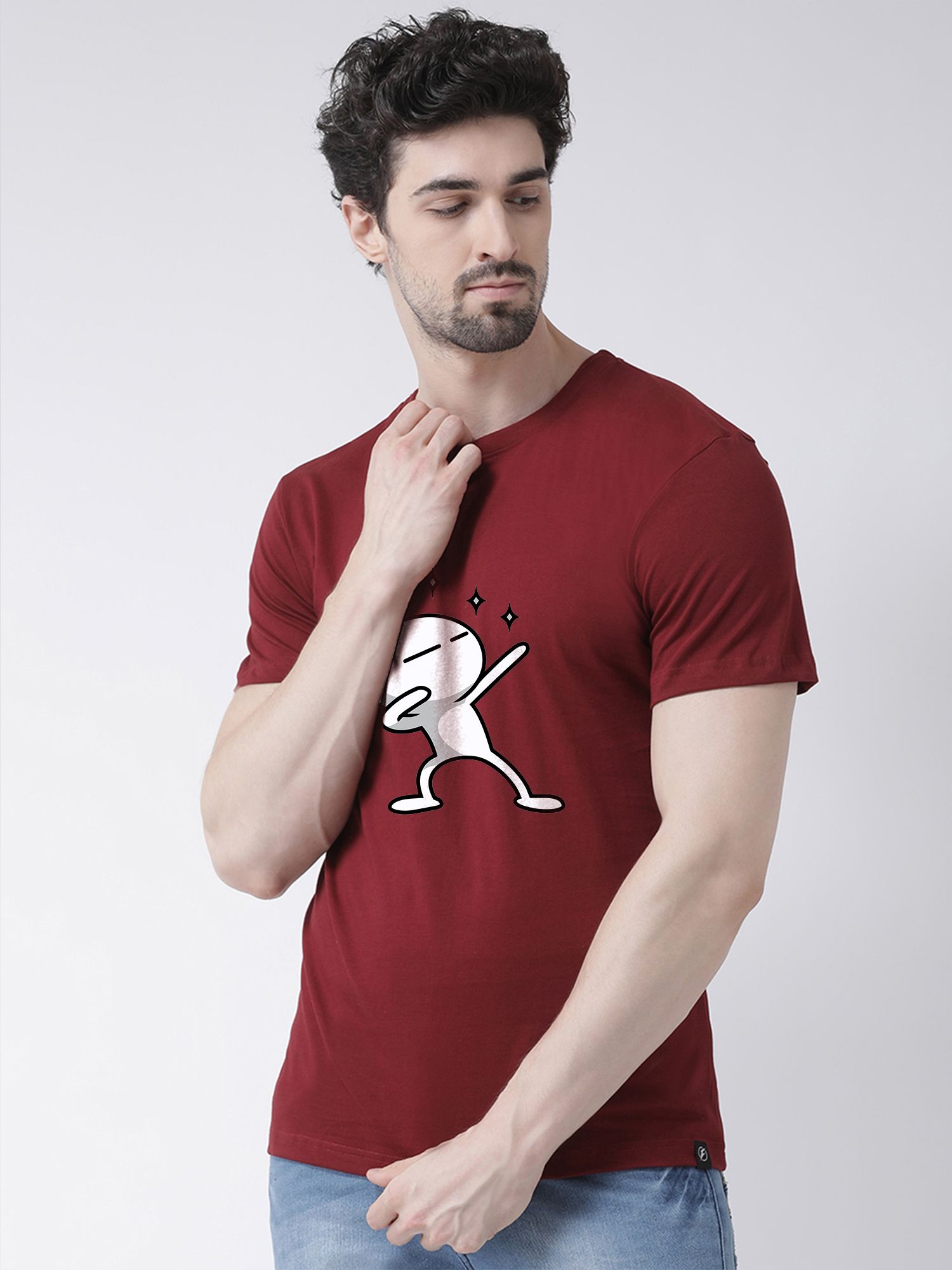     			Friskers Pack of 1 100% Cotton Slim Fit Men's T-Shirt ( Maroon )