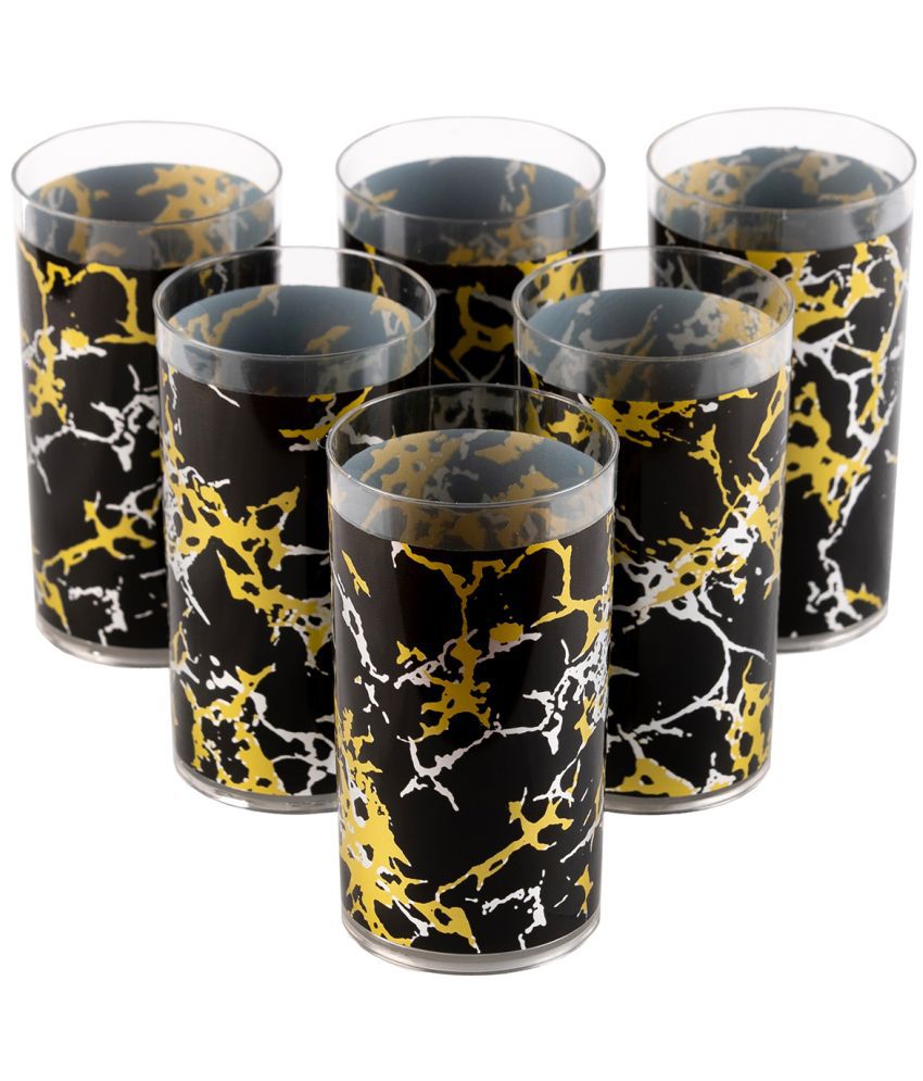     			HomePro MARBLE PRINTED GLASS Plastic Glasses 300 ml ( Pack of 6 )