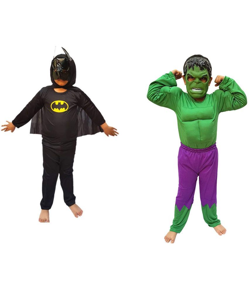     			Hulk & Bat Hero Dress For Boys, Superhero Costume Combo, 7-8 Yrs (Pack of 2)