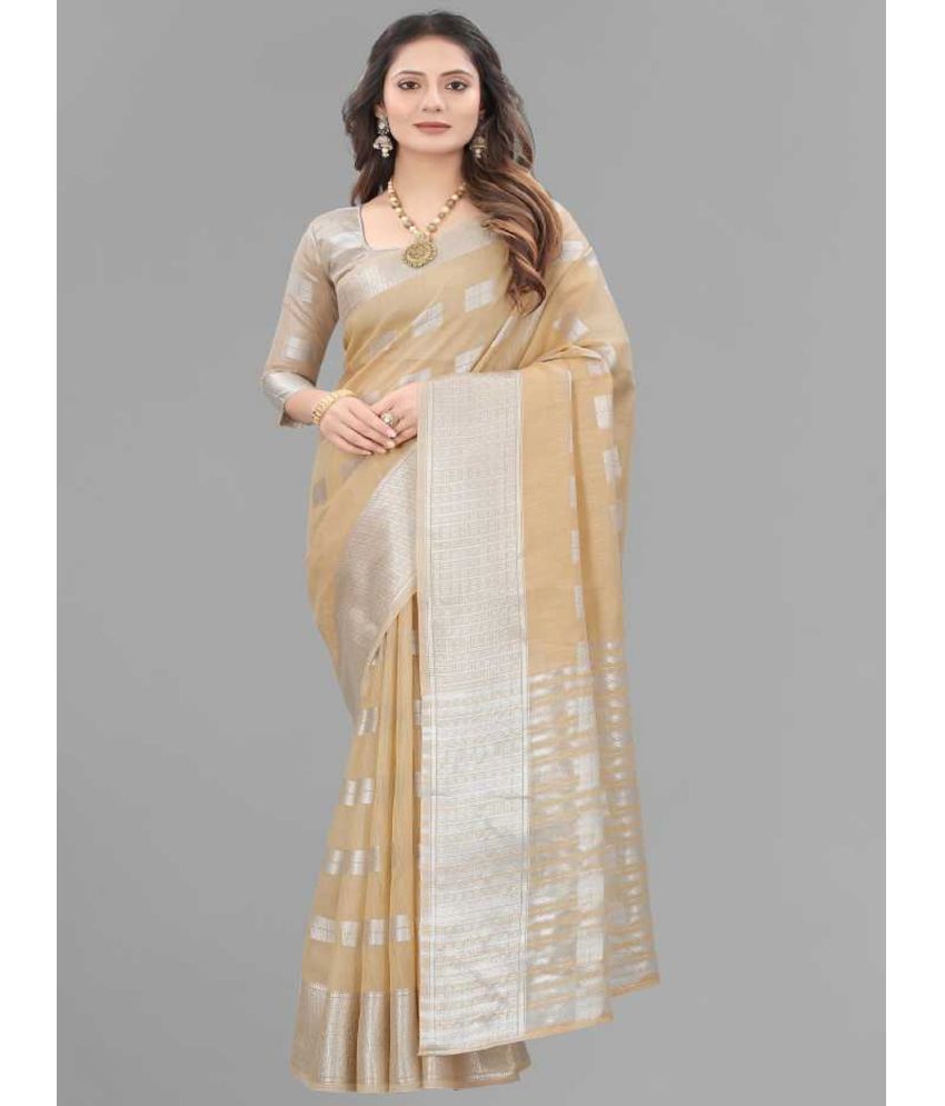     			JULEE Banarasi Silk Embellished Saree With Blouse Piece - Brown ( Pack of 1 )
