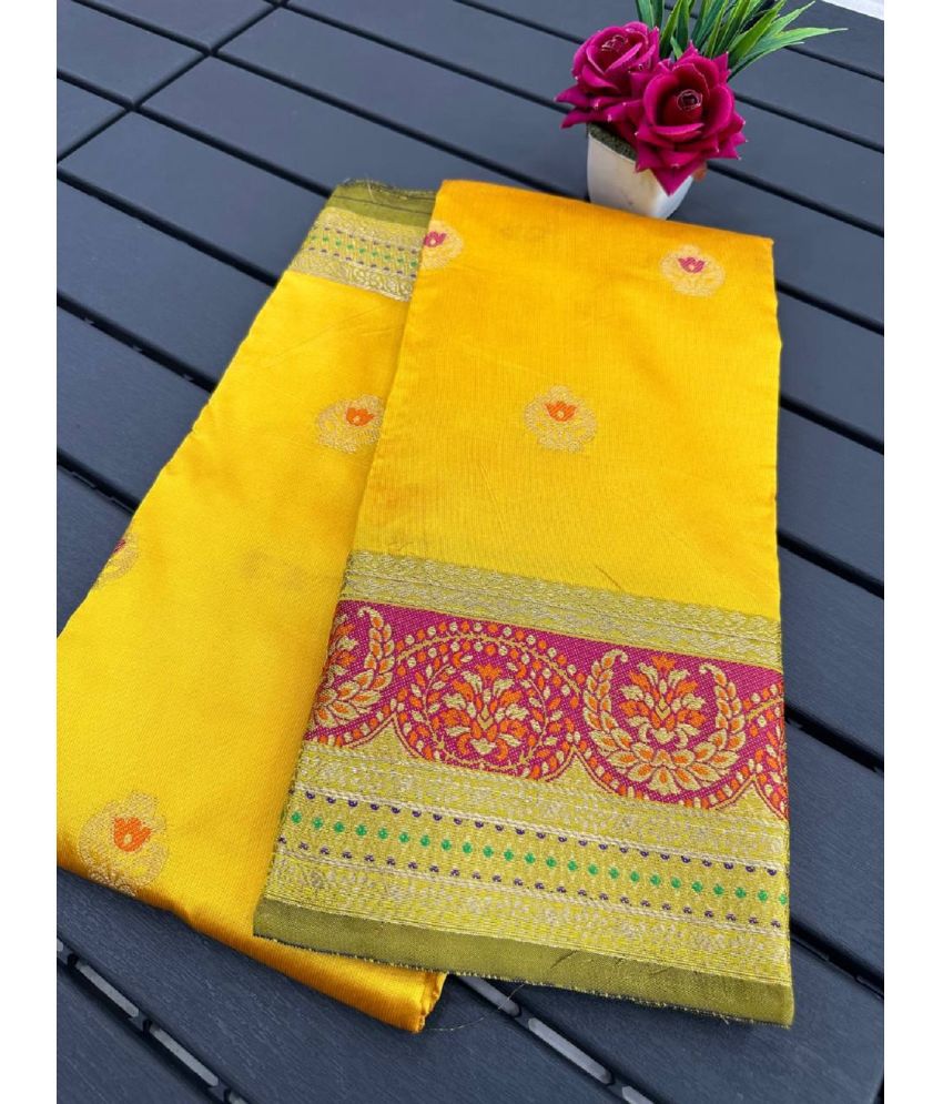     			JULEE Banarasi Silk Embellished Saree With Blouse Piece - Yellow ( Pack of 1 )