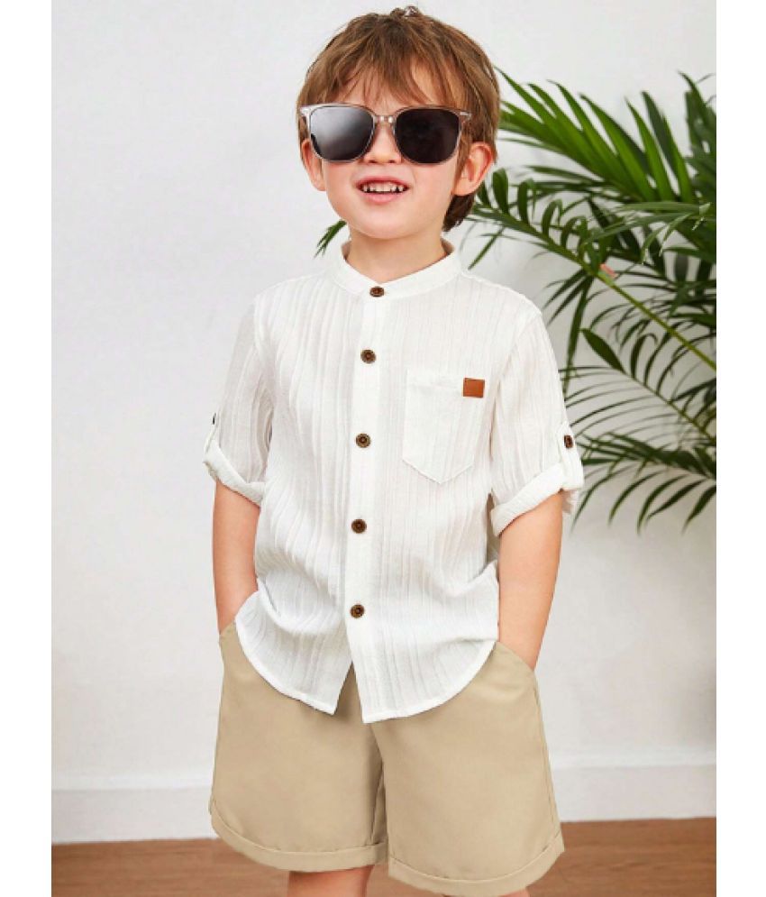     			Ocvito Cream Cotton Blend Boys Shirt & Shorts ( Pack of 1 )
