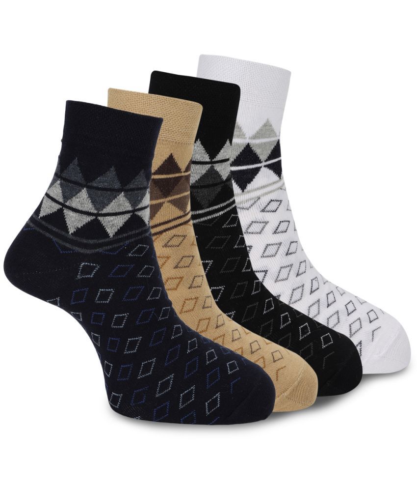     			PLAE Cotton Men's Diamond Multicolor Ankle Length Socks ( Pack of 4 )