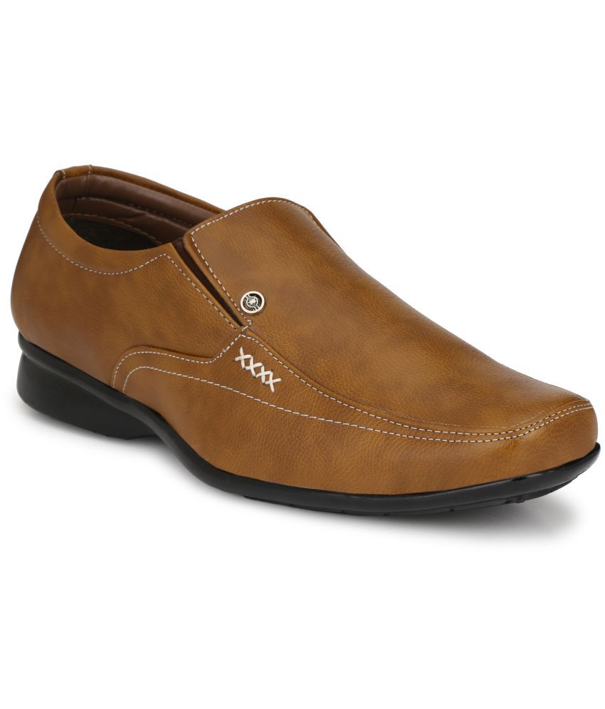     			RL Rocklin Men Tan Men's Slip On Formal Shoes