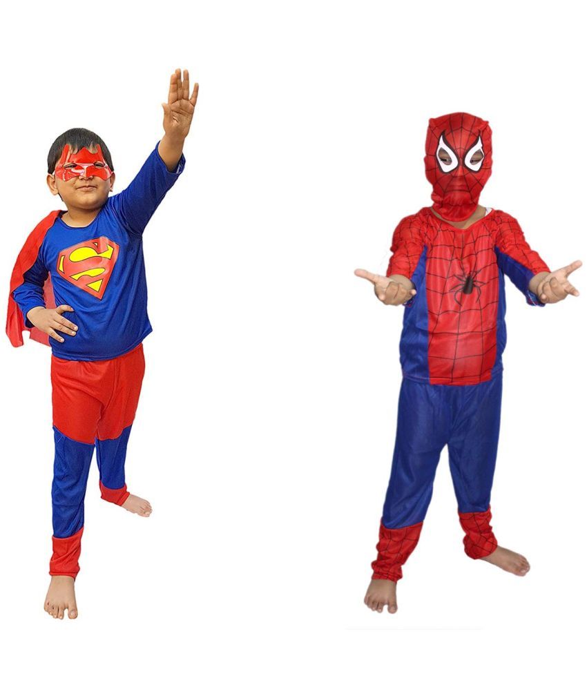     			Spider & Super Hero Dress For Boys, Superhero Costume Combo, 3-4 Yrs (Pack of 2)