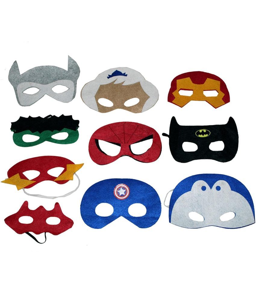     			Superhero Eye Patch For Superhero Theme Party, 10Pc Set -Multicolor (Free Size)