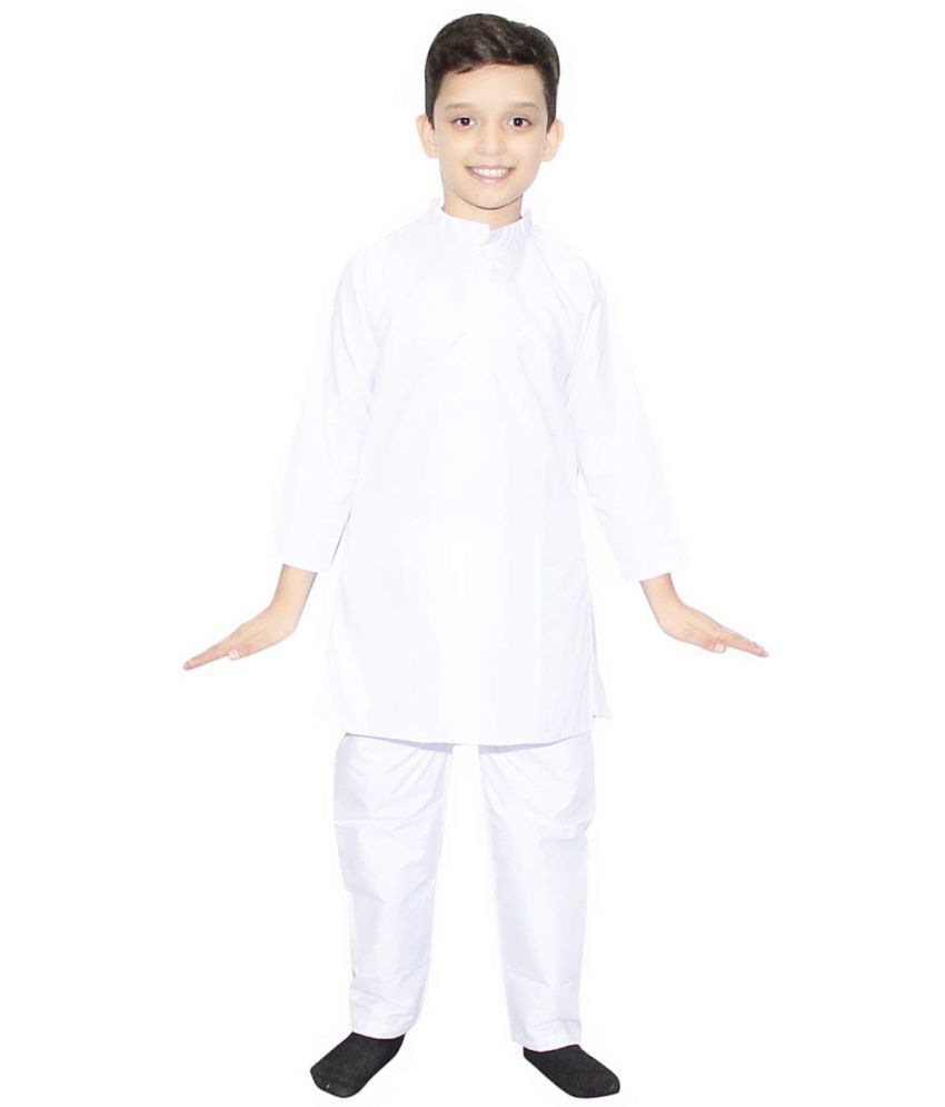     			White Kurta Pajama Set For Boys, Indian Traditional Wear - 7-8 Years