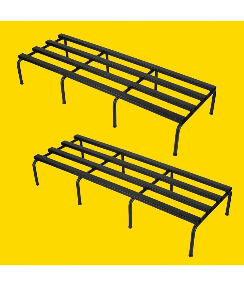     			10Club Black Metal Planter Stand ( Pack of 2 )