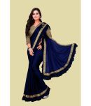 A TO Z CART Lycra Embellished Saree With Blouse Piece - Navy Blue ( Pack of 1 )