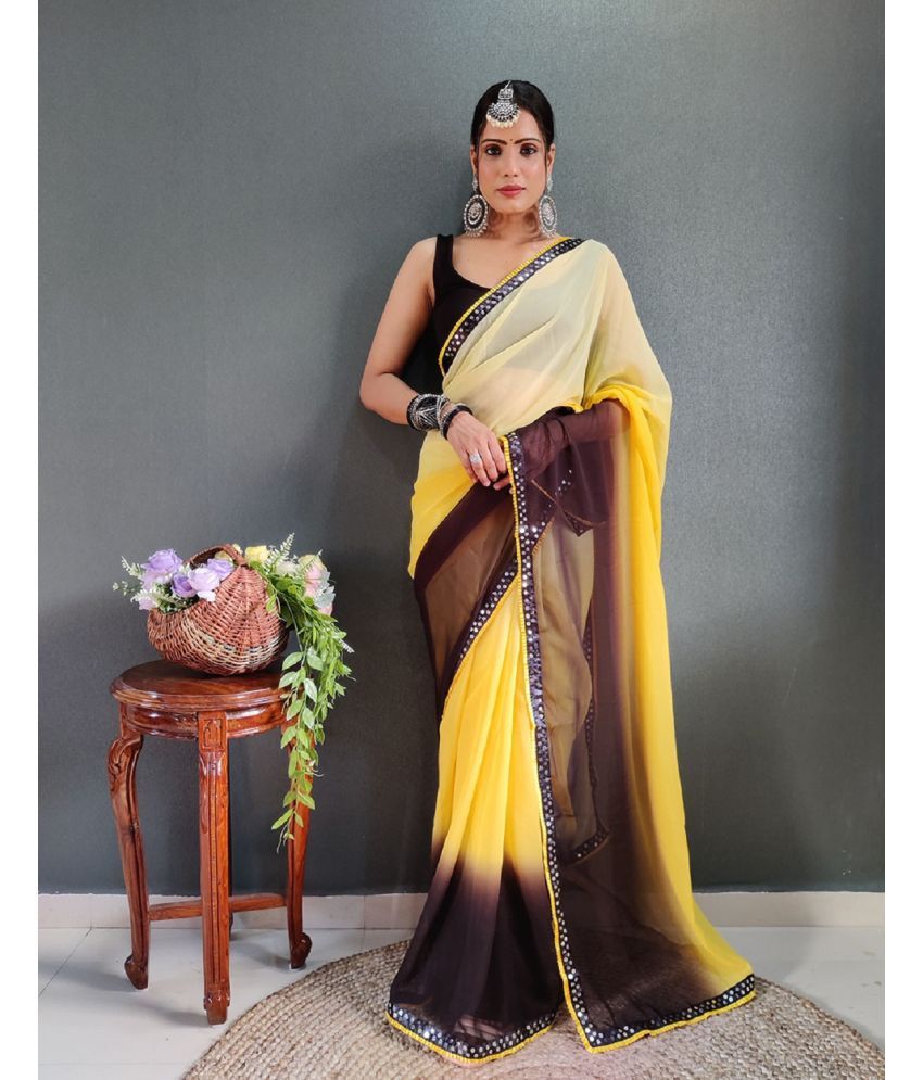     			A TO Z CART Banarasi Silk Embellished Saree With Blouse Piece - Yellow ( Pack of 1 )