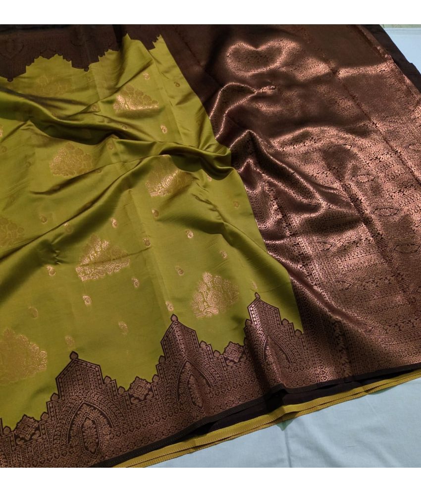     			A TO Z CART Banarasi Silk Embellished Saree With Blouse Piece - Light Green ( Pack of 1 )