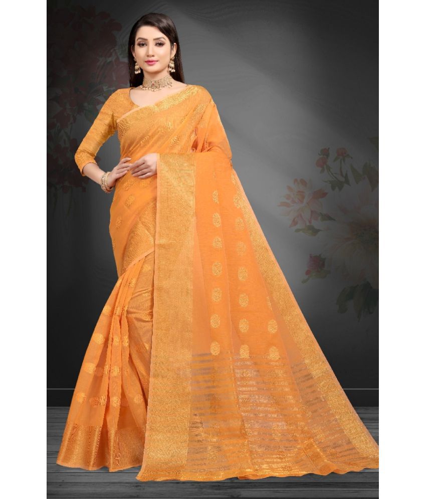     			A TO Z CART Banarasi Silk Embellished Saree With Blouse Piece - Khaki ( Pack of 1 )