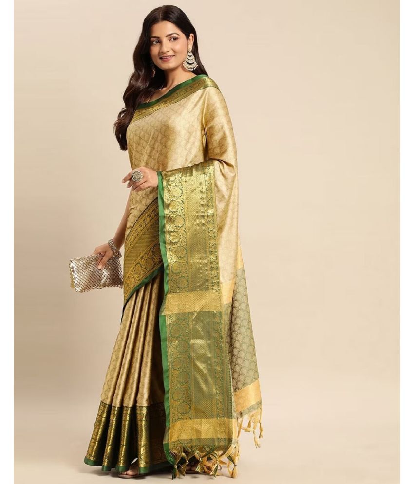     			A TO Z CART Cotton Silk Embellished Saree With Blouse Piece - Light Green ( Pack of 1 )