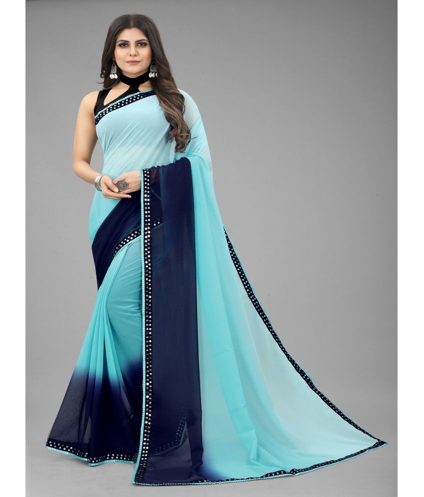     			A TO Z CART Georgette Embellished Saree With Blouse Piece - SkyBlue ( Pack of 1 )