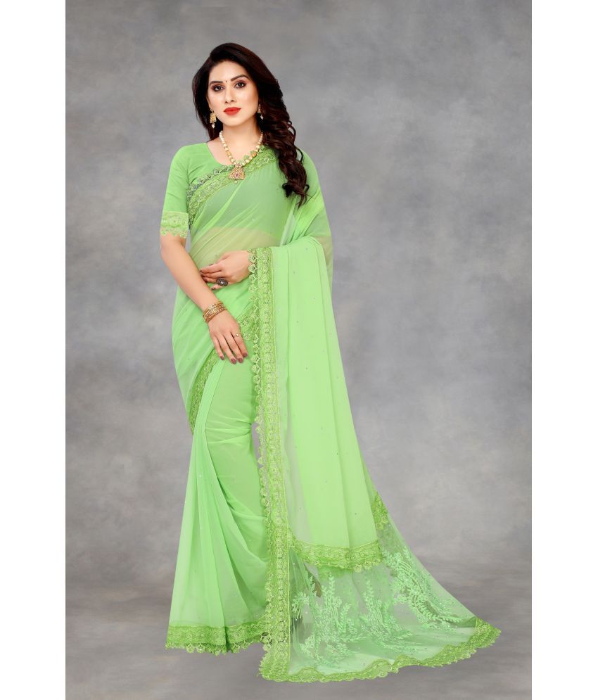     			A TO Z CART Georgette Embellished Saree With Blouse Piece - Sea Green ( Pack of 1 )