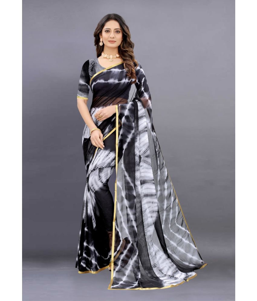     			A TO Z CART Georgette Embellished Saree With Blouse Piece - Black ( Pack of 1 )