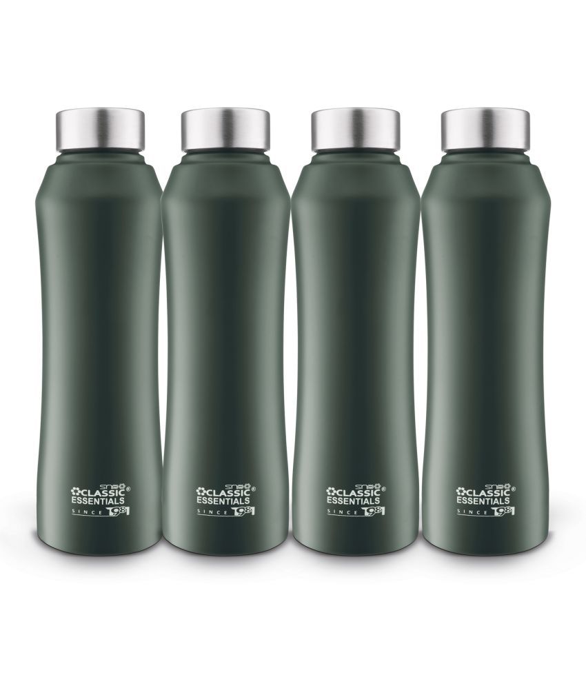     			Classic Essentials McKinley Color Water Bottle For Fridge, 1000ml Dark Green Stainless Steel Fridge Water Bottle 1000 mL ( Set of 4 )