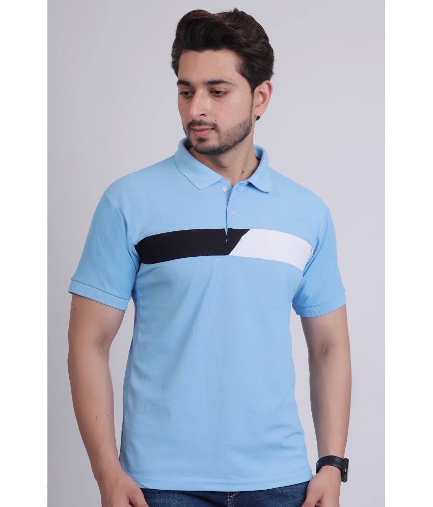     			DENNIN Cotton Blend Regular Fit Colorblock Half Sleeves Men's Polo T Shirt - Blue ( Pack of 1 )
