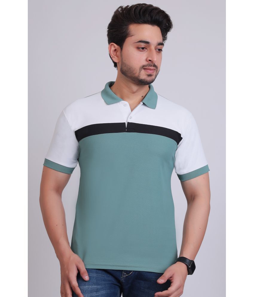     			DENNIN Cotton Blend Regular Fit Striped Half Sleeves Men's Polo T Shirt - Green ( Pack of 1 )