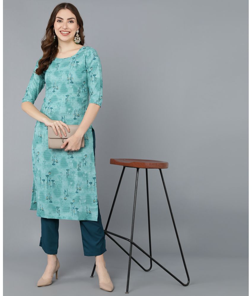    			DSK STUDIO Crepe Printed Kurti With Pants Women's Stitched Salwar Suit - Turquoise ( Pack of 1 )