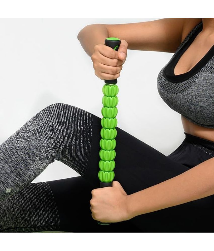     			Deep Tissue Massage Roller Stick to Relieve Muscles Soreness, Cramping, Tightness for Legs, Back, Shoulder & Calf - 45cms Long (Green) Pack of 1