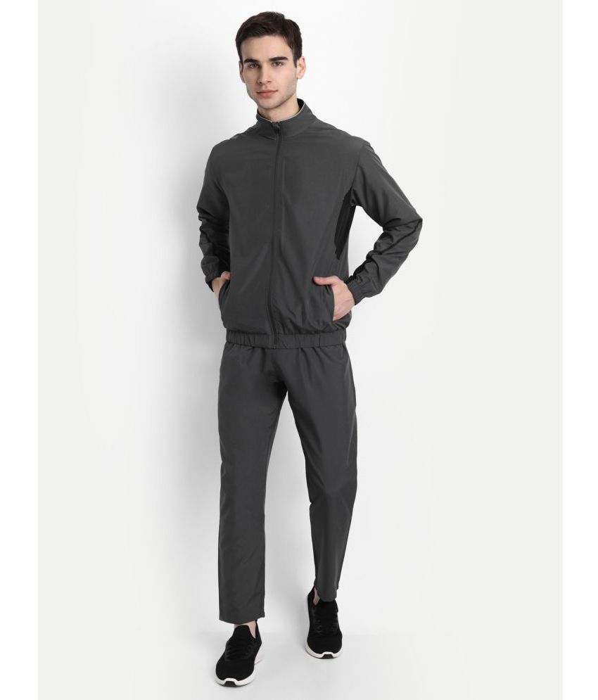     			Dida Sportswear Stone Grey Polyester Regular Fit Colorblock Men's Sports Tracksuit ( Pack of 1 )