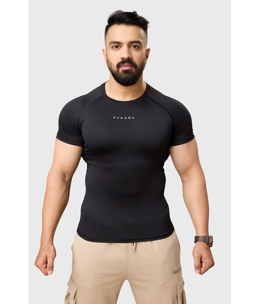     			Fuaark Black Polyester Slim Fit Men's Sports T-Shirt ( Pack of 1 )