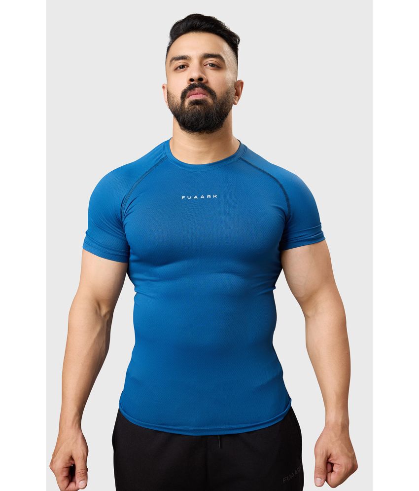     			Fuaark Teal Polyester Slim Fit Men's Compression T-Shirt ( Pack of 1 )